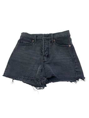 Old Navy Black Higher High Rise Sky Hi A Line Button Fly Cut Off Denim Shorts
